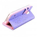 Wholesale Samsung Galaxy S5 Diamond Flip Leather Wallet Case with Stand (Purple)